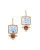 Pair glass, ruby &18K gold earrings, Tagliamante