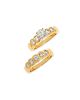 A diamond and fourteen karat gold bridal set