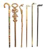 A Collection of Six Walking Sticks, Length of longest 36 1/4 inches.