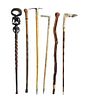 A Collection of Six Walking Sticks, Length of longest 36 inches.