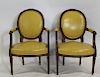 Pair of Louis XVI Style Finely Carved Arm Chairs.