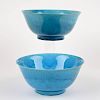 Pair Chinese turquoise glazed porcelain bowls