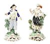 Two Chelsea Style Porcelain Figurines, Height of each 9 1/2 inches.
