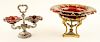 TWO 19TH C. CONTINENTAL RUBY GLASS COMPOTES