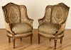 PAIR FRENCH LOUIS XVI GILT WOOD BERGERE CHAIRS