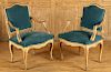 PAIR EARLY 19TH C. FRENCH OPEN ARM CHAIRS CARVED