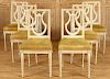 SET 6 LOUIS XVI STYLE UPHOLSTERED DINING CHAIRS