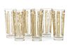 A Set of Six Lalique Etched Glass Cordials, Height 3 3/4 inches.