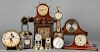 Eleven assorted mantel and wall clocks.
