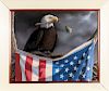 Pastel bald eagle and American flag