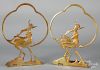 Pair of large brass art deco bookends
