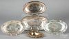 Five sterling silver oblong serving dishes