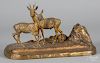 Figural bronze deer inkwell