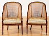 Pair of English mahogany caned armchairs