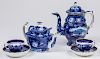 Blue Staffordshire coffee pot and teapot, etc.