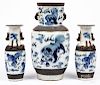 Three Chinese crackle glaze porcelain vases