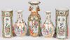 Five Chinese export porcelain rose medallion vases