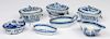 Four Chinese export blue and white sauce tureens, etc.