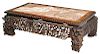 Chinese Carved Hardwood Marble Inset Low Table