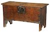 Early Carved Oak Miniature Lift Top Chest
