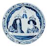 William and Mary Delft Blue and White Charger