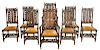 Set Eight Jacobean Style Dining Chairs
