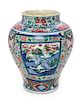 A Wucai Porcelain Jar Height 14 inches.
