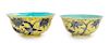 * Two Yellow Ground Grisalle Porcelain Dayazhai Bowls Diameter of largest 7 5/8 inches.