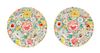 A Pair of Famille Rose Porcelain 'Millefleur' Plates Diameter 9 3/4 inches.