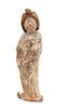 * A Painted Pottery Figure of a Court Lady Height 11 3/4 inches.