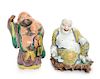 * Two Porcelain Figures of Laughing Buddha Height of taller 14 1/2 inches.