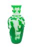 * A Green Overlay White Peking Glass Bottle Vase Height 7 3/4 inches.