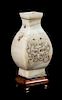 * A Mughal Style Jade Square Vase Height 8 3/4 inches.
