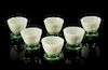* A Set of Six Celadon Jade Wine Cups and Stands Diameter of each 2 3/4 inches.