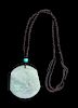 * A Lavender and Celadon Jadeite Pendant Length 2 1/8 inches.
