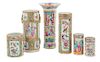 * Six Chinese Export Rose Medallion Porcelain Vases Height of tallest 11 5/8 inches.