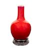 * A Copper Red Glazed Porcelain Bottle Vase Height 14 3/4 inches.