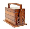 A Huanghuali Three-Tiered Picnic Box and Cover, Tihe Height 10 inches.