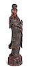 * A Large Carved Wood Figure of Guanyin Height 74 1/2 inches.