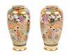 * A Pair of Japanese Satsuma Vases Height of each 9 3/4 inches.