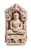 * A Jain Sandstone Figure of Seated Buddha Height 23 x width 13 inches.