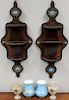 Pair of Rosewood Wall Shelves with Sevres