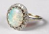 14K white gold diamond and opal ring