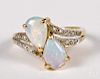 14K yellow gold opal gemstone ring