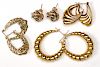 Four pairs of 14K yellow gold earrings