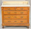 Three piece lot to include an oak chest with marble top (ht. 40 in., wd. 43 in.), mahogany marble top chest (ht. 34 in., wd. 37 1/2 ...