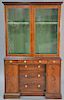 George III mahogany two part cabinet with cloth lined top section, circa 1820. ht. 79 in., wd. 47 in.