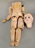 Jumeau bisque head doll with composition jointed body (one hand off). ht. 32 inches