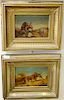 Pair of oil on board sporting paintings, dog with pheasant, marked on back of board. 6 1/4" x 9 1/4" Provenance: From an estate in L...