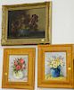 Seven framed still life flower pieces including two still life oil on canvas paintings of flowers signed illegibly Lary?, two Gustav Leutzsch c...